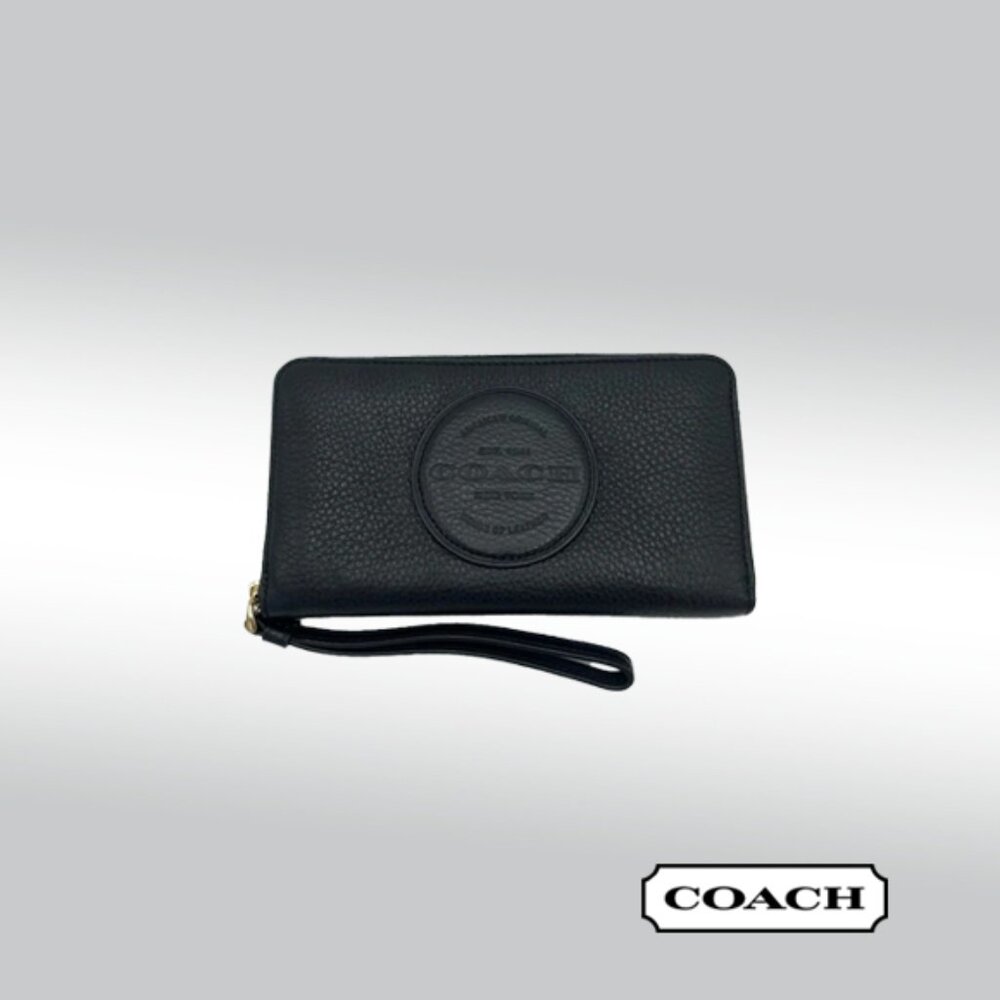 Coach Dempsey Large Phone Wallet – Refined Black Leather (Style C4111)